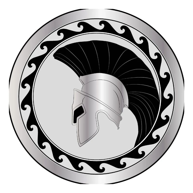 elmo greco e scudo, troiano, argento-nero