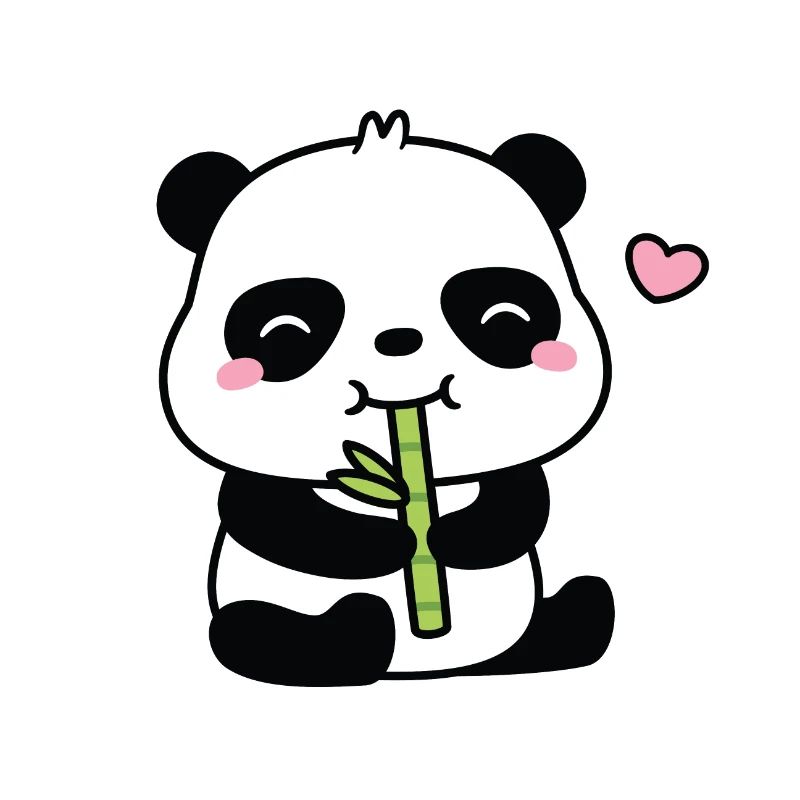 Mignon petit panda mangeant une pousse de bambou
