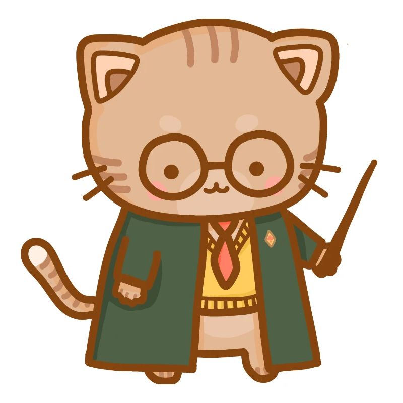 chat mignon dans un uniforme scolaire et bâton