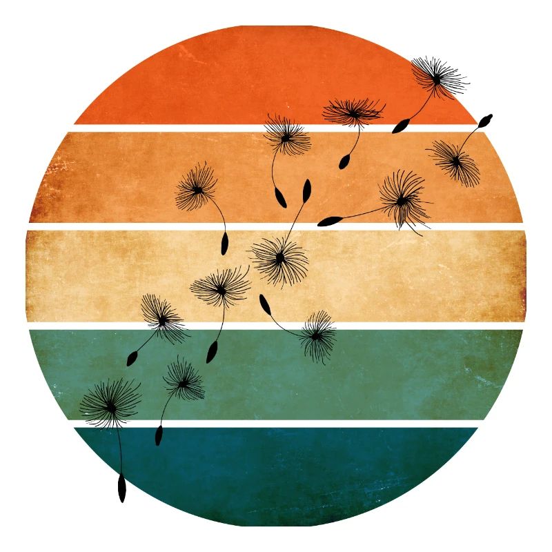 Retro sunset with dandelion
