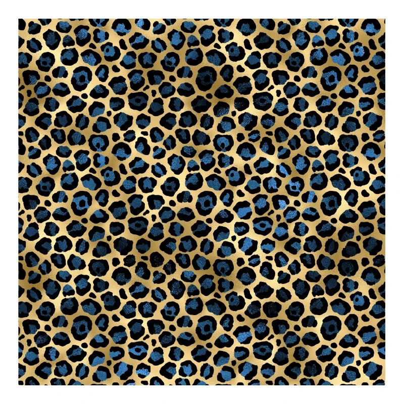 Navy Blue Gold Leopard Pattern