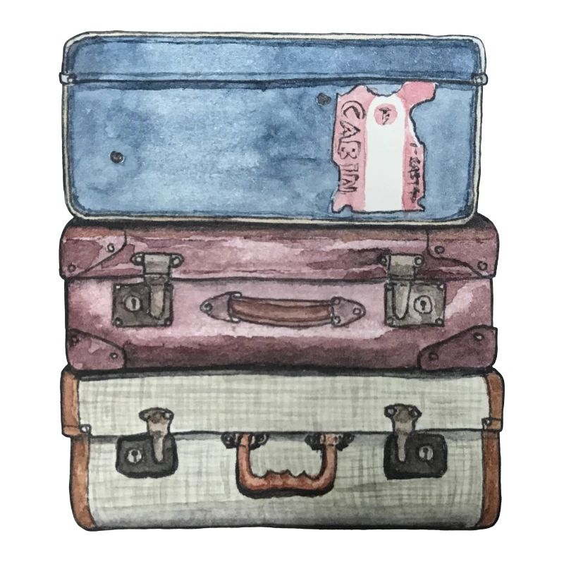 Suitcase stack with 3 old suitcases