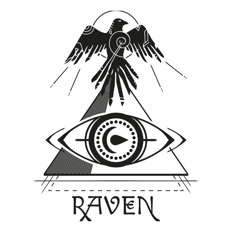 Raven Pyramid Eye Tattoo