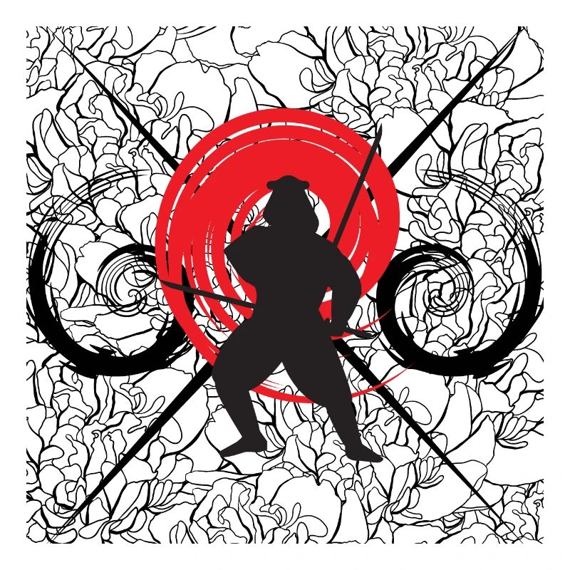 Krieger als Samurai mit Blumen