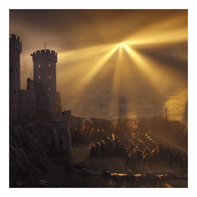 Medieval castle with army version 3