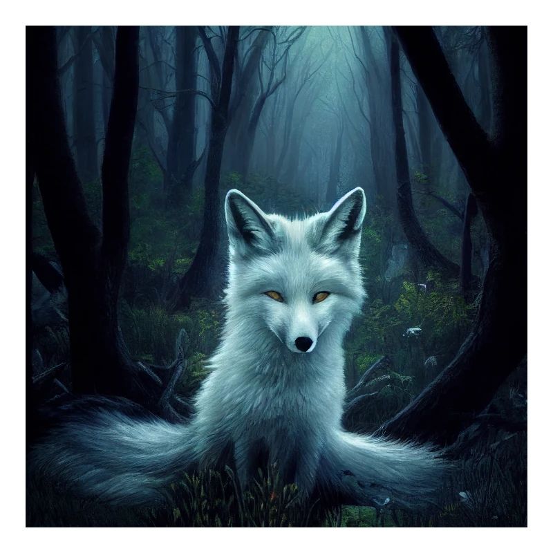 White fox in the forest