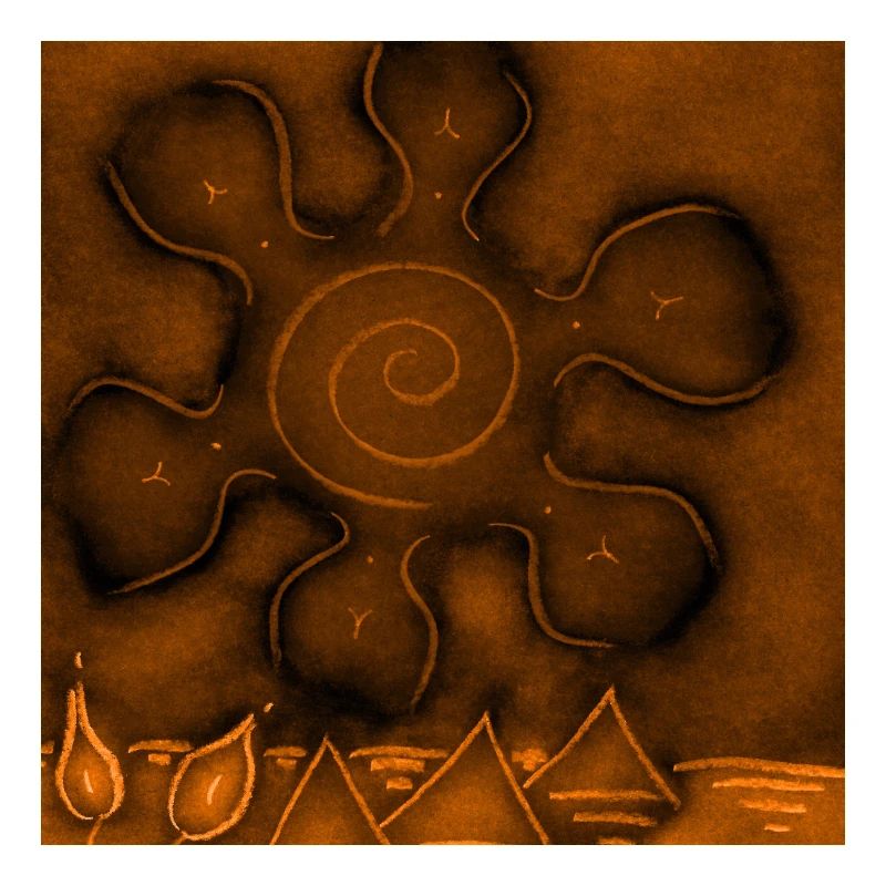 SUN ON ORANGE PYRAMIDS
