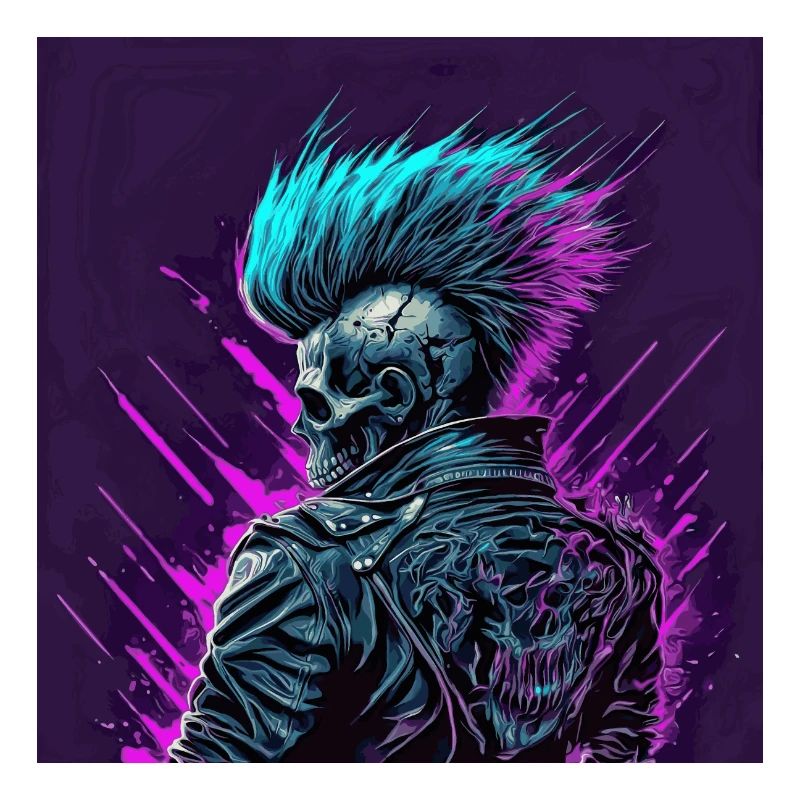 Synthwave Zombie Skull