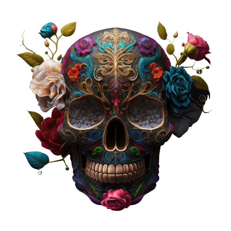 Floral skull, nature takes back its rights