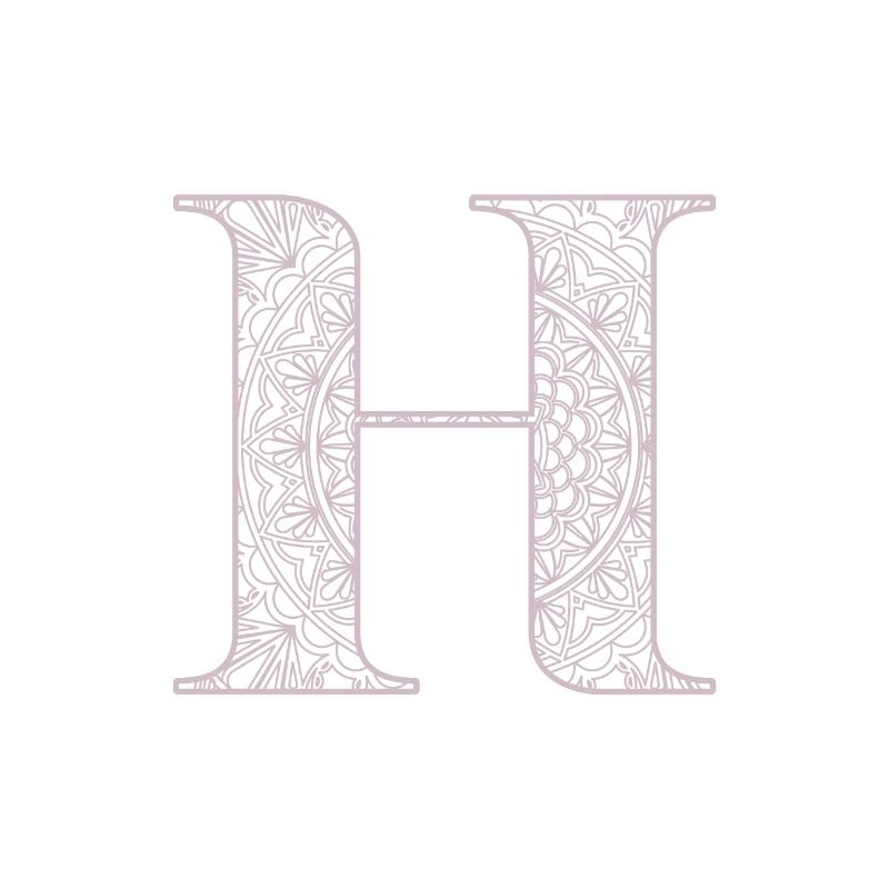 Mandala Monogram Initial in Dusky Pink - Letter H