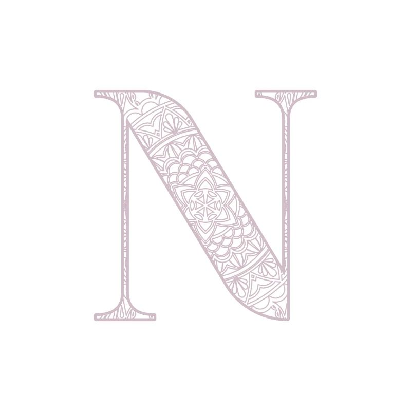 Mandala Monogram Initial in Dusky Pink - Letter N