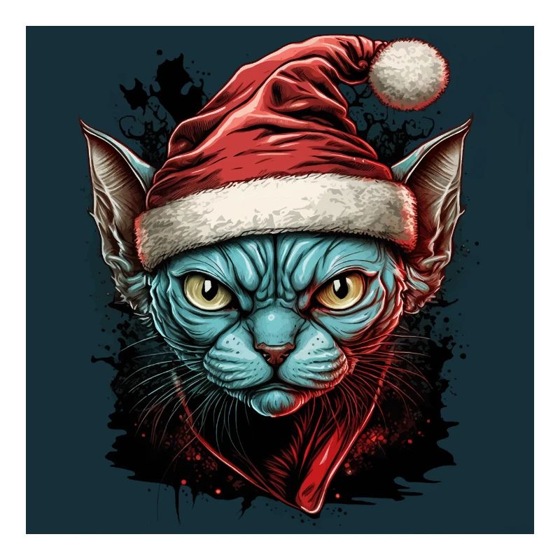 Siamese cat with Santa Claus hat