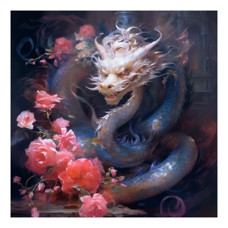 Drache mit Rosen