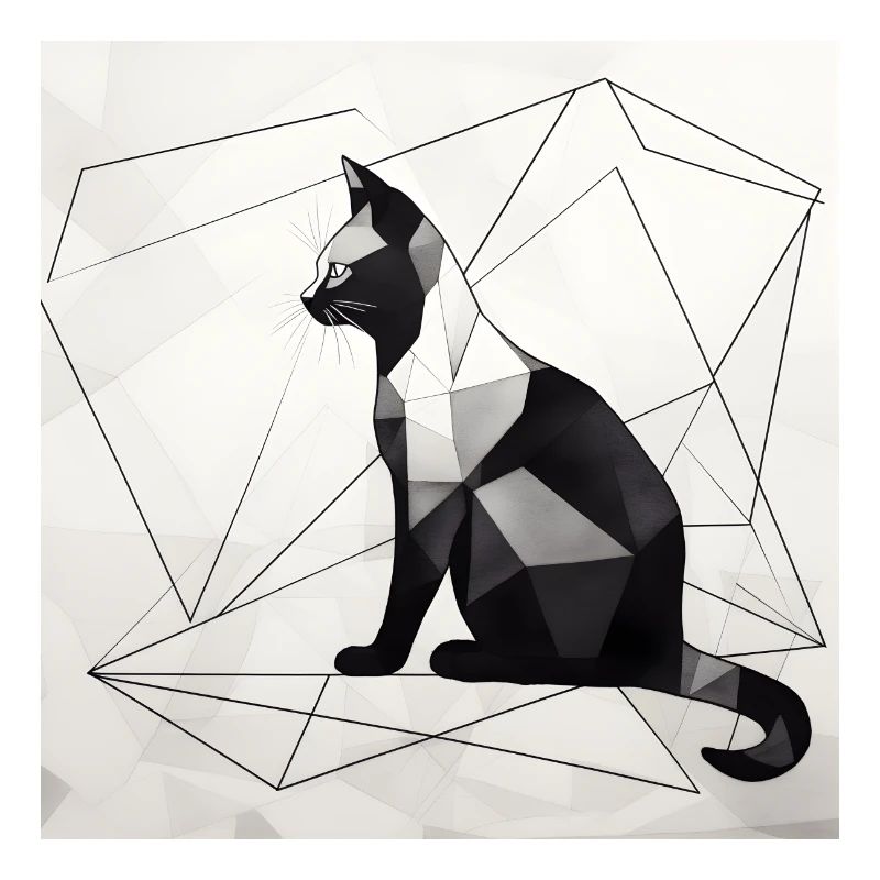 Fascination abstraite : Chat dans un triangle amoureux
