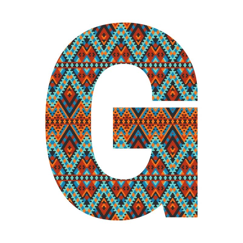 Buchstabe G- Boho-Design, Buntes Monogramm