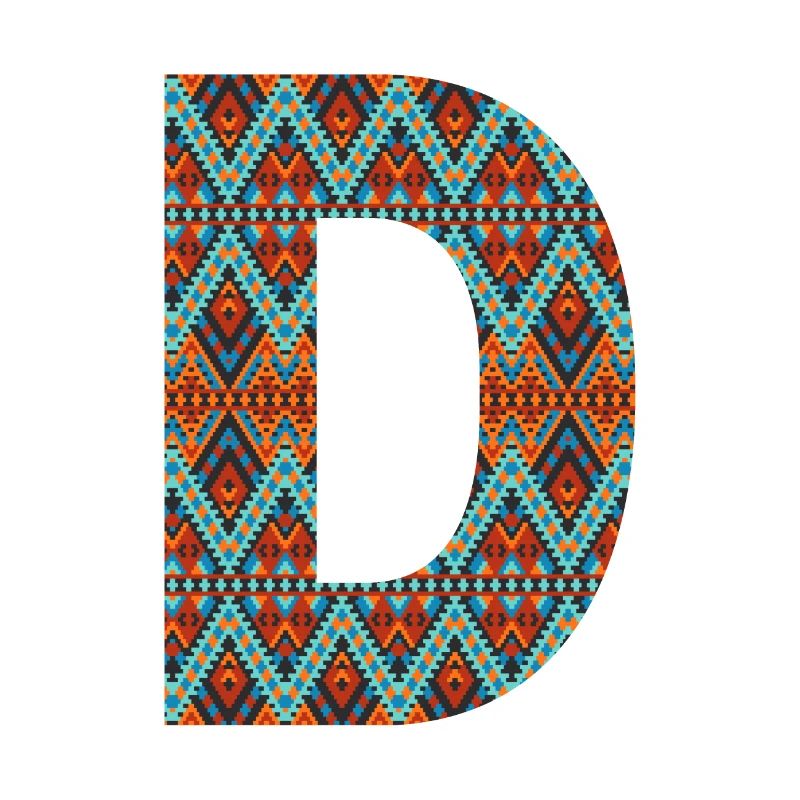 Buchstabe D- Boho-Design, Buntes Monogramm
