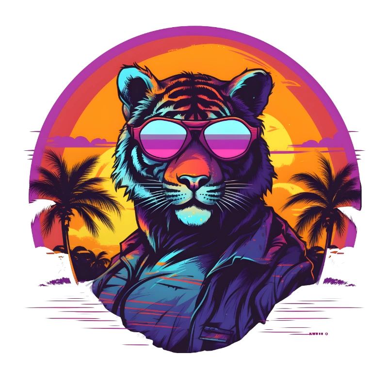 Synthwave Tiger Sunset