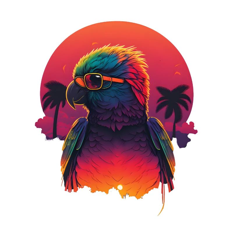 Synthwave Parrot Sunset