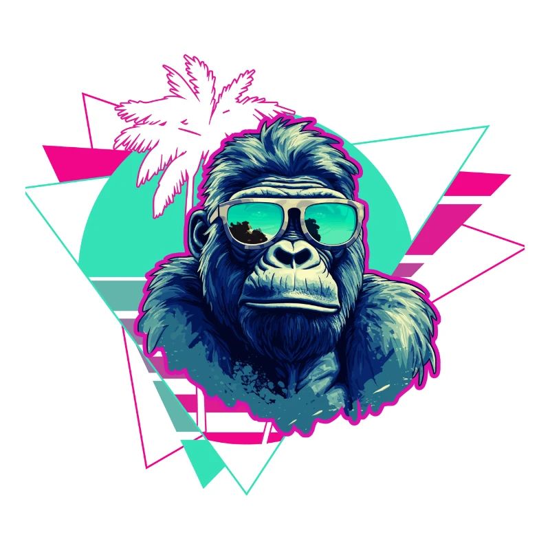 Gorilla with Sunglasses Retro Synthwave