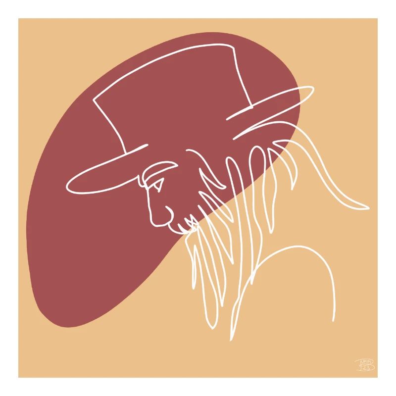 "Mann mit Hut", Boho Line Art Design, "Faces"