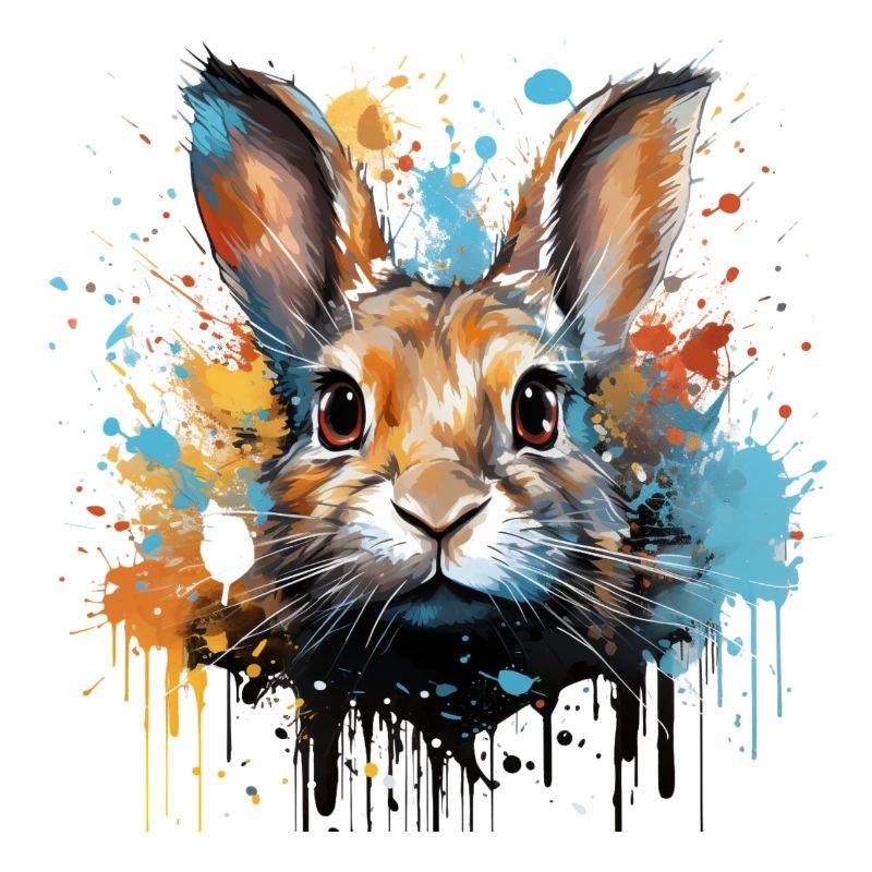 Rabbit Head Rabbit Color Splash Bunny