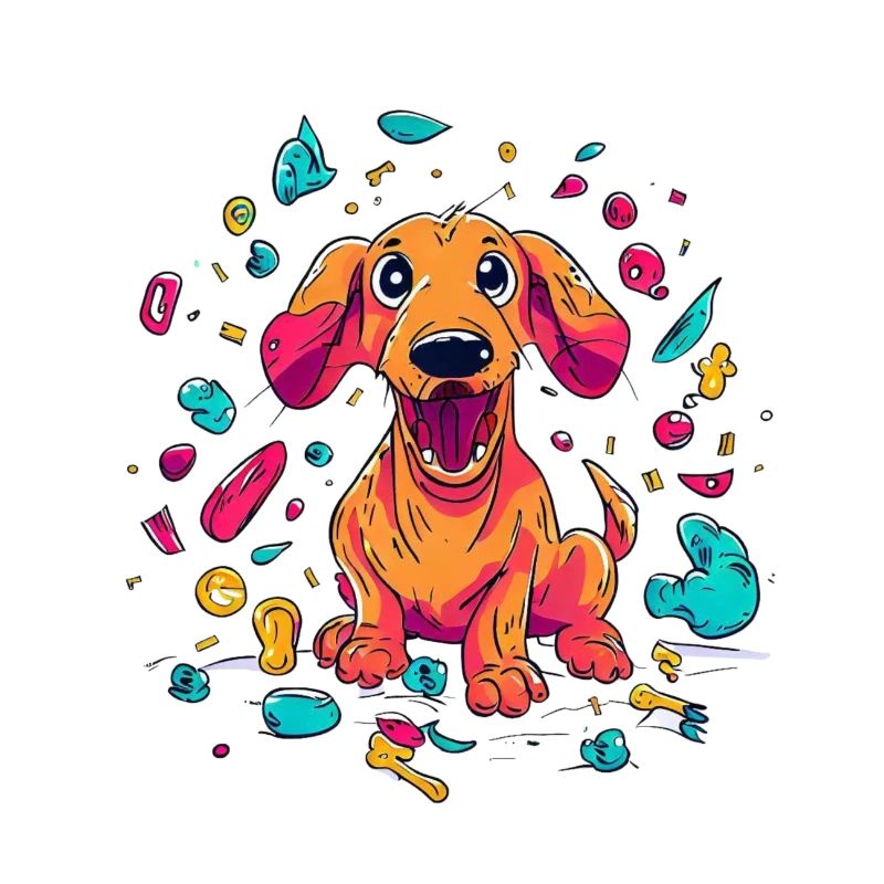 Méfait espiègle du chiot teckel