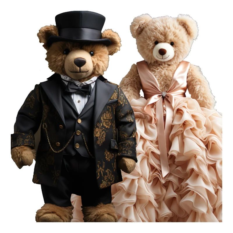 Two teddy bears newly married