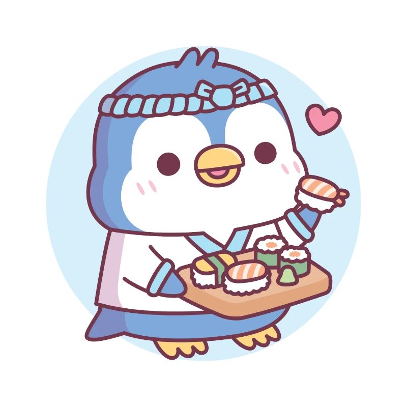 Mignon pingouin bleu Sushi Chef