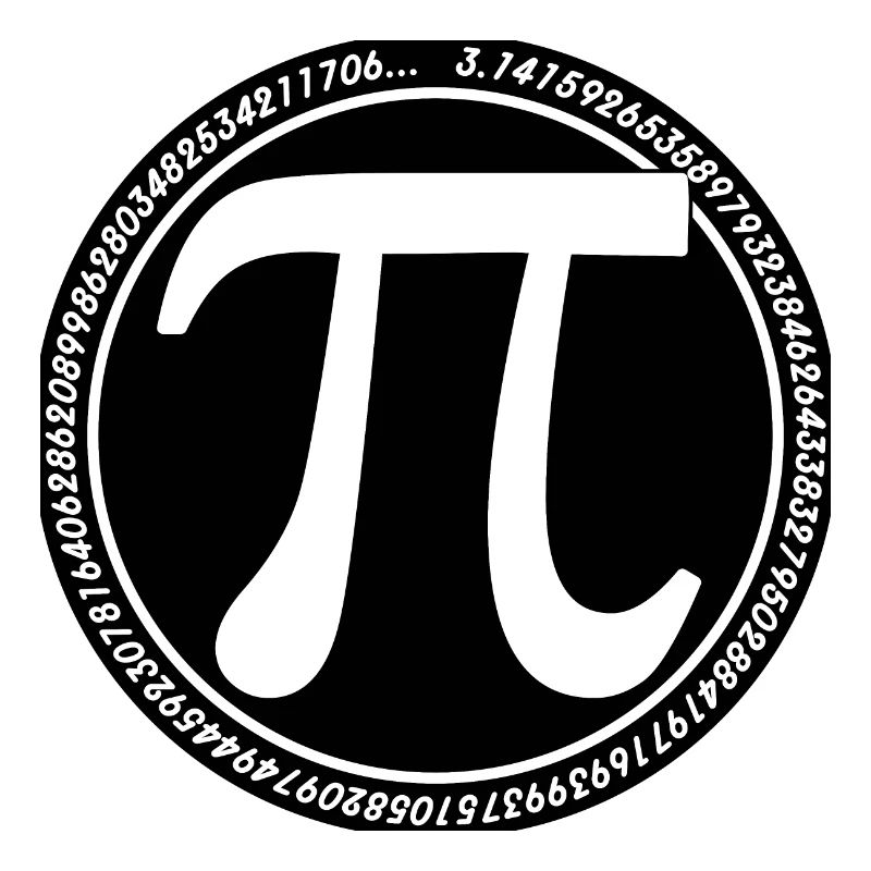 Rundes Pi-Symbol Weiß auf Schwarz mod long Pi Griechisch
