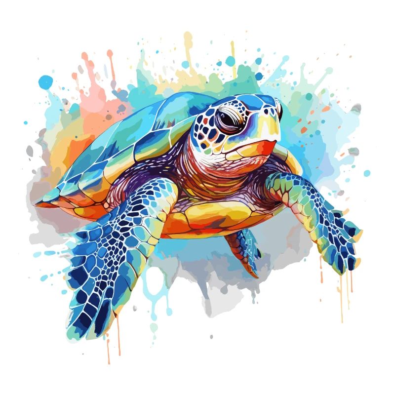 Turtle, watercolor turtle, splash