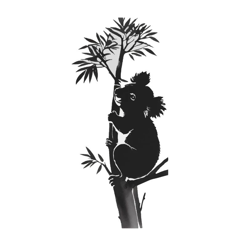 Silhouette eines Koalas, der sich an einen Baum