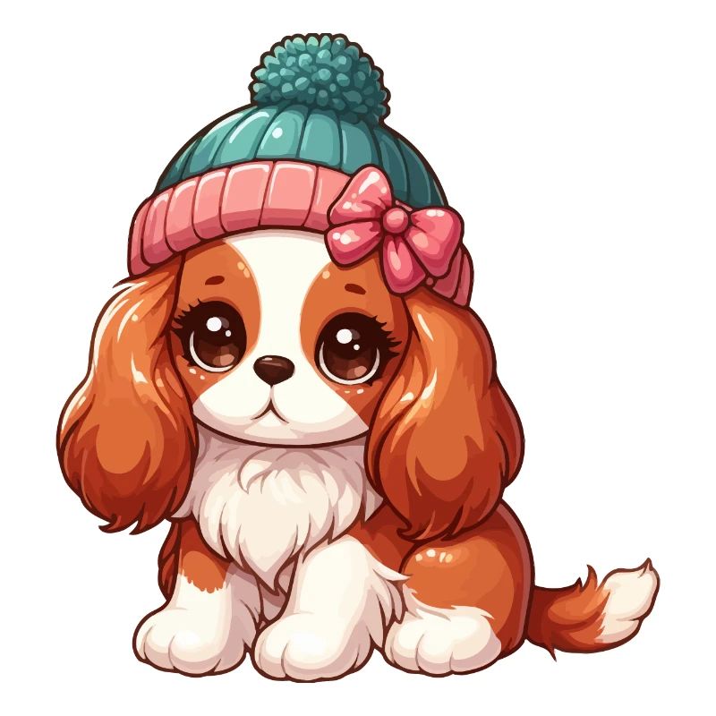 Cavalier King Charles mignon avec un bonnet