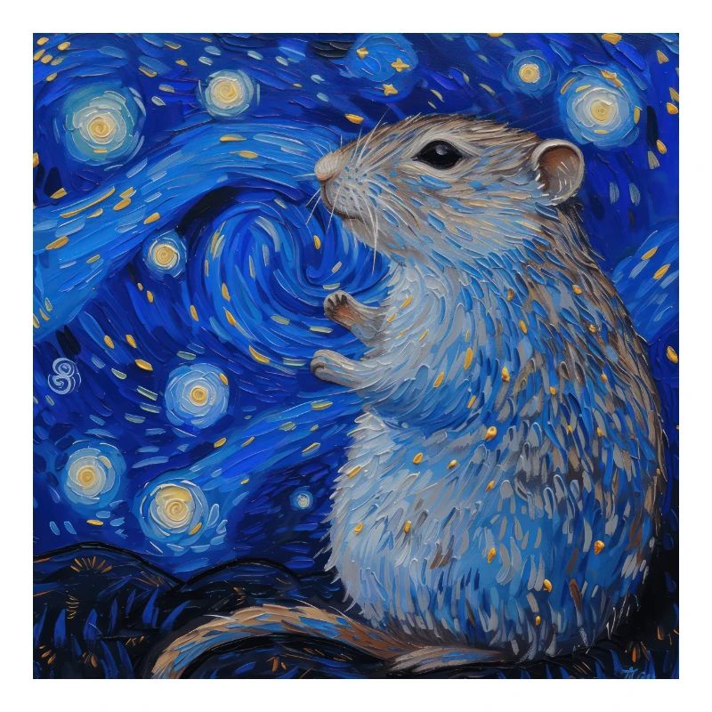 Agouti, Mouse, Rat, Van Gogh, Starry Night