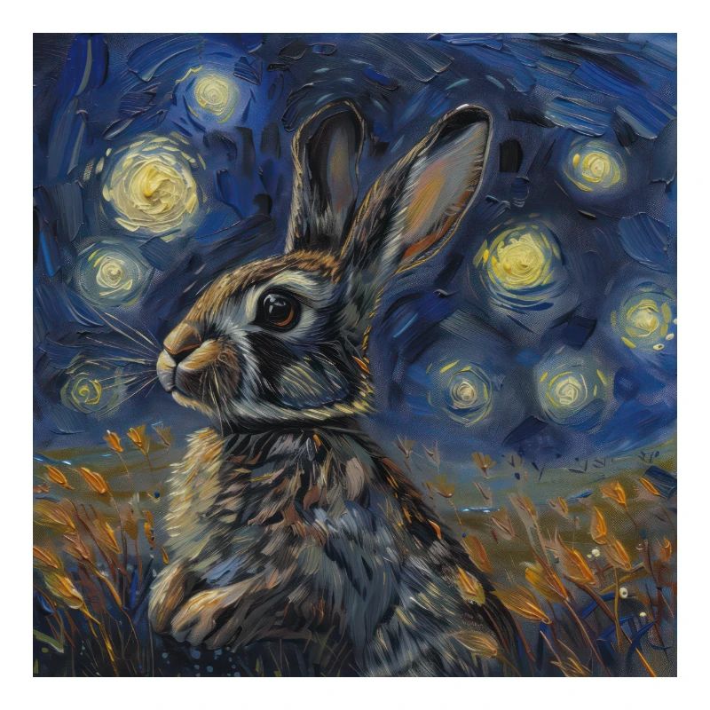 Hare, Rabbit, Animal, Van Gogh, Starry Night
