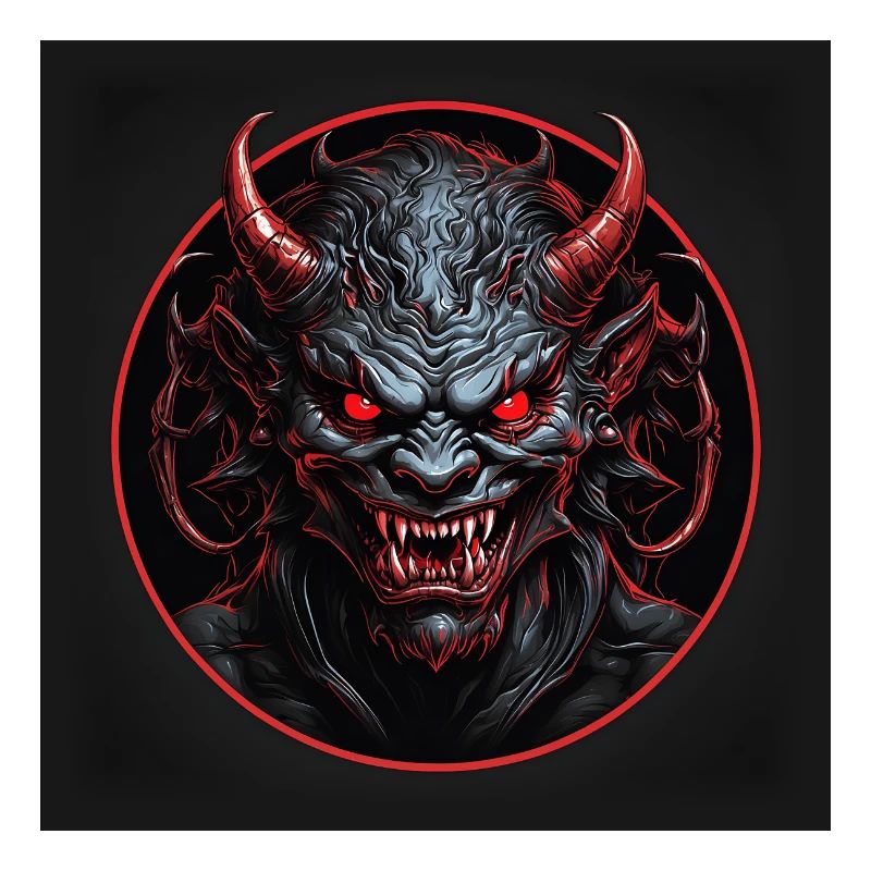 Devil with red glowing eyes