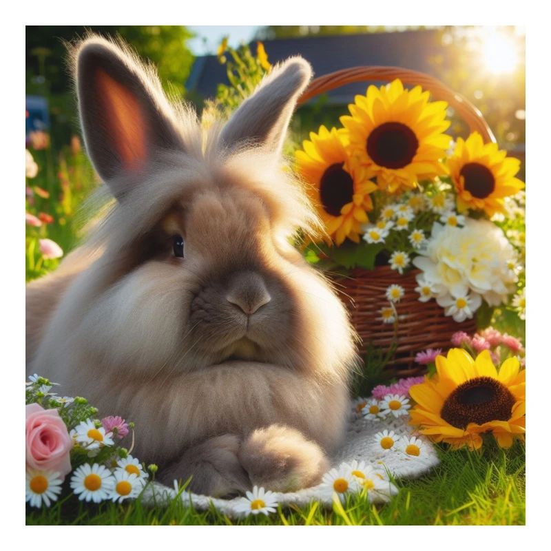 Lapin angora gris