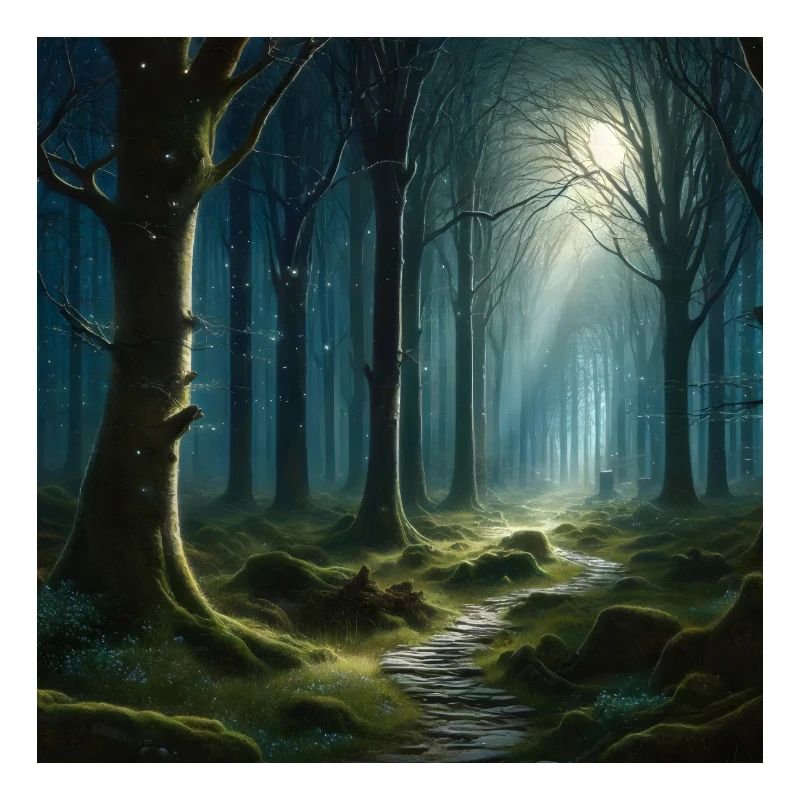 Poster Forest Path at Night