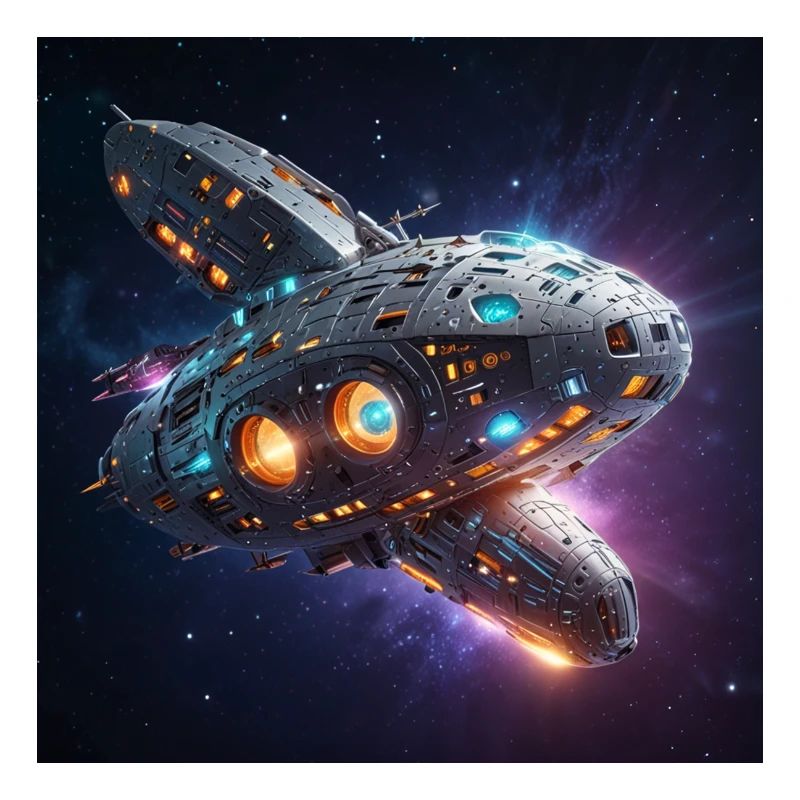 Vaisseau spatial dans l’immensité de l’espace