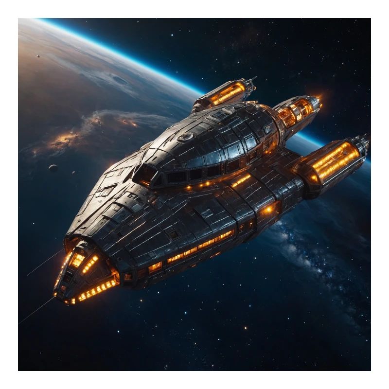 Spaceship on its way in space to distant planets