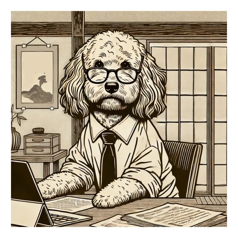 Japan Ukijo e Stil Schreibtisch Cockapoo