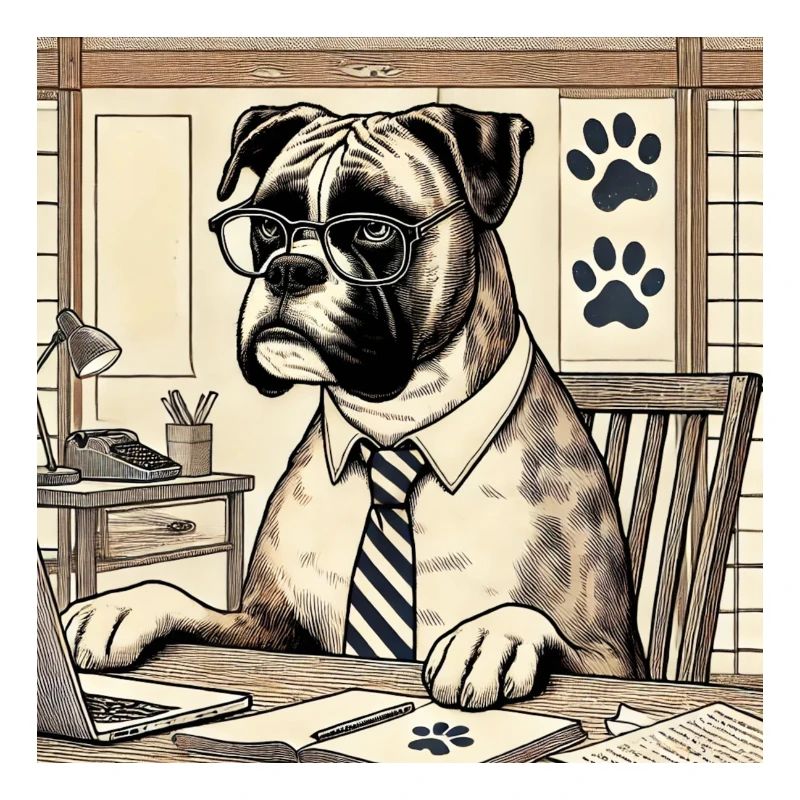 Boxer at the desk - ukiyo-e style