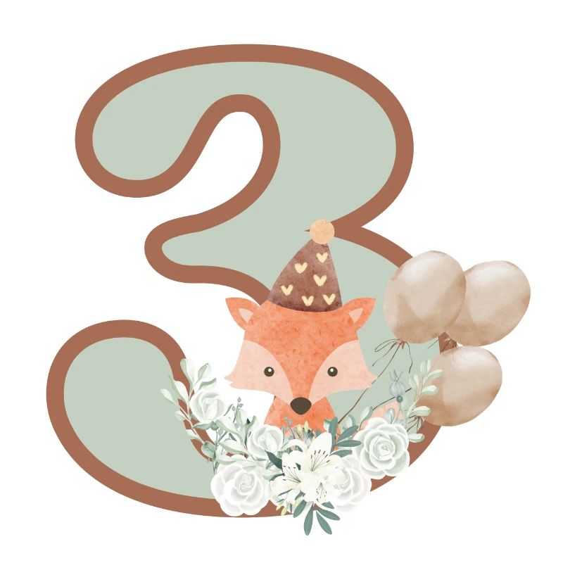3e anniversaire renard fleurs