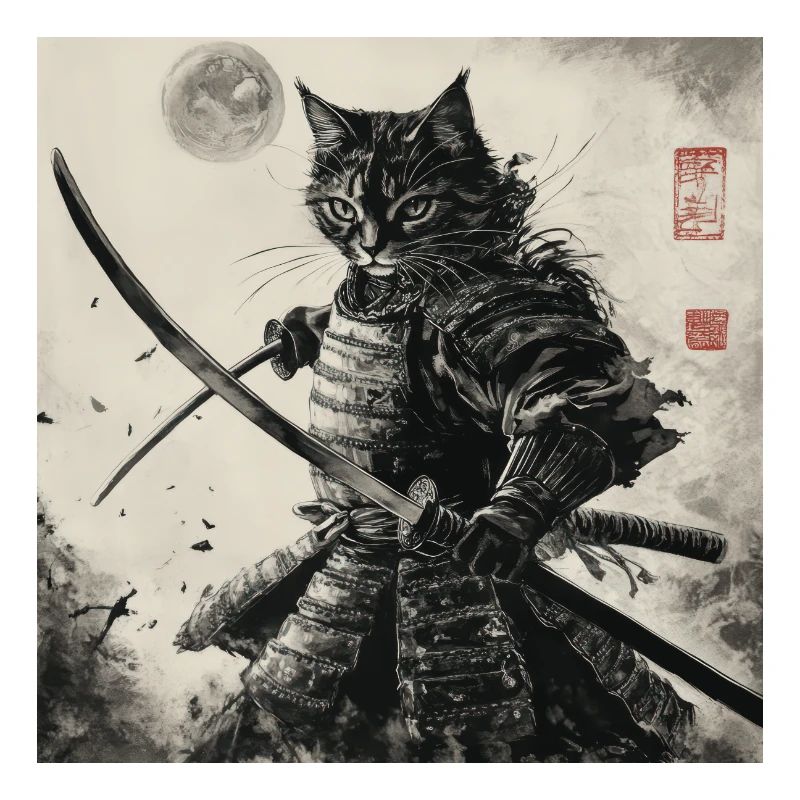 Cat Samurai Japan Ukiyo-E