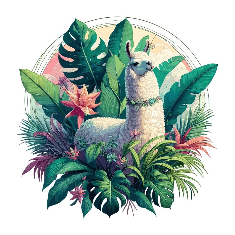 Llama Jungle Plants Palm Trees Gift