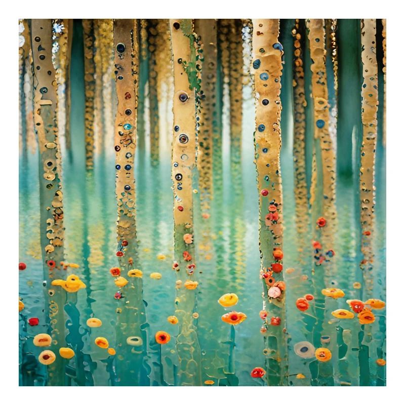 Forêt abstraite de fleurs et reflets