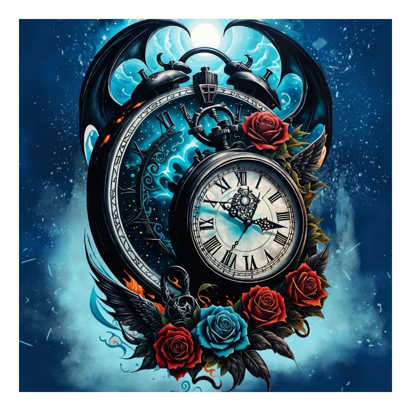 L’horloge dans le brouillard de l’infini.