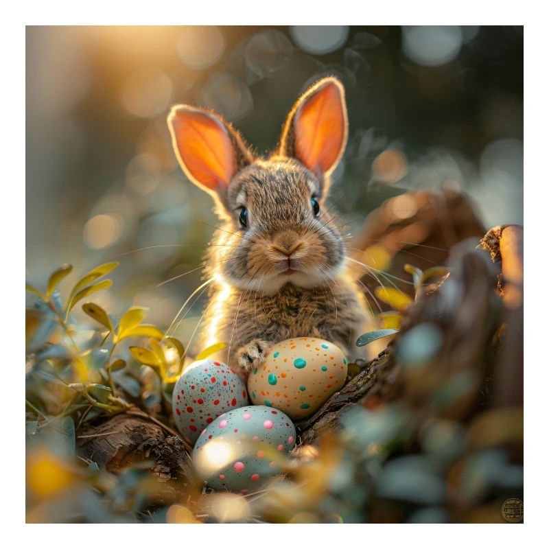 Osterhase mit Eiern