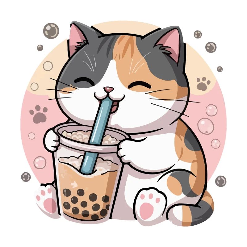 Katze trinkt Bubble Tea