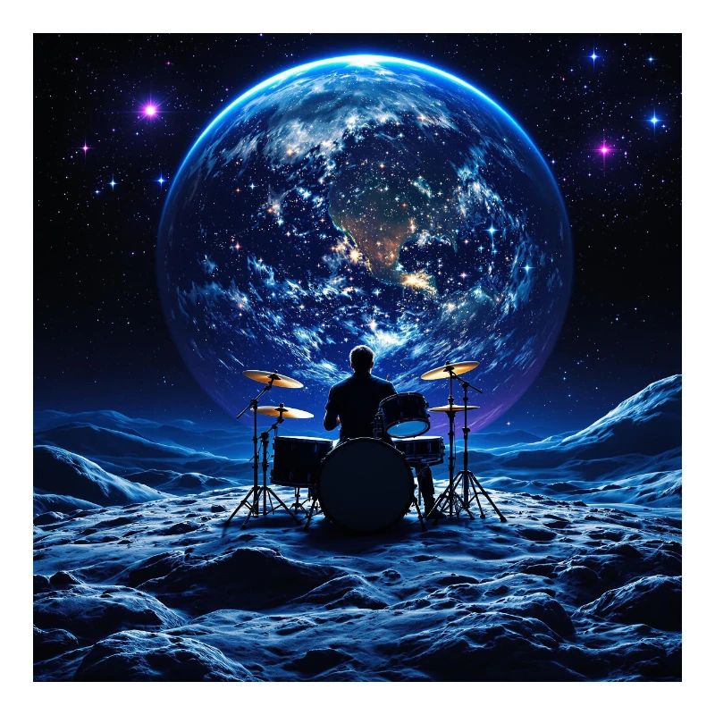 Batteur sur la Lune devant la Terre dans l’espace