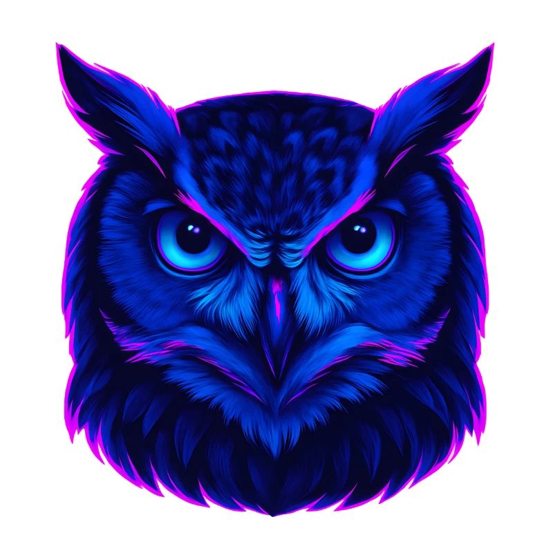 Neonblaue Eule mit intensivem Blick